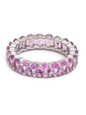Pink Sapphire Eternity 14K (18K Custom) White Gold Ring